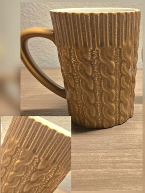 Embossed Cable Knit Sweater Pattern Textured Ceramic Cup Mug  Hygge